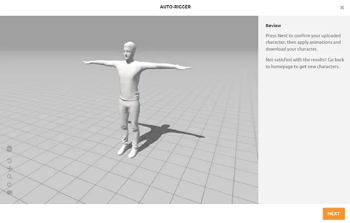 Mixamo-animated character imported into a 3D project environment